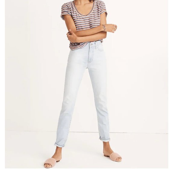 Madewell Sky Blue Straight Leg Jeans - Picture 1 of 10